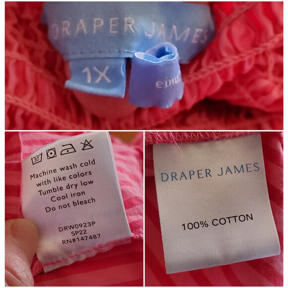 Draper James Pink Stripe Cam Smocked Dress Cotton Women’s Plus Size 1X - Picture 14 of 14